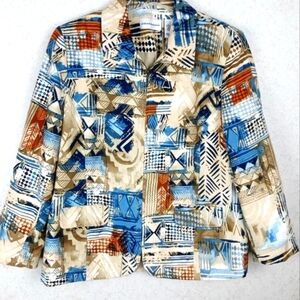 Alfred Dunner Montana Sky Abstract Southwest Zip Jacket Size 18 Country Western